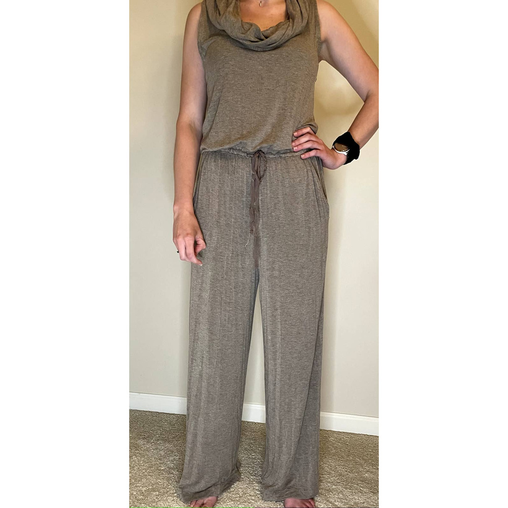 Studio M muted greyish-brown cowl-neck jumpsuit, size M